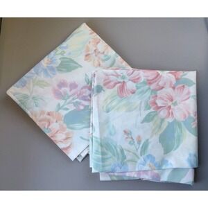 VTG Stevens KING Pillowcases Set Cottagecore Cabbage Rose Prairie Floral Cotton